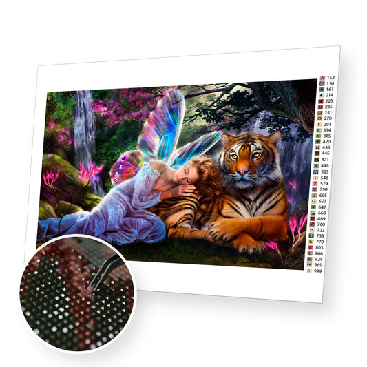 Fairy with Tiger - Diamond Painting Kit - [Diamond Painting Kit]