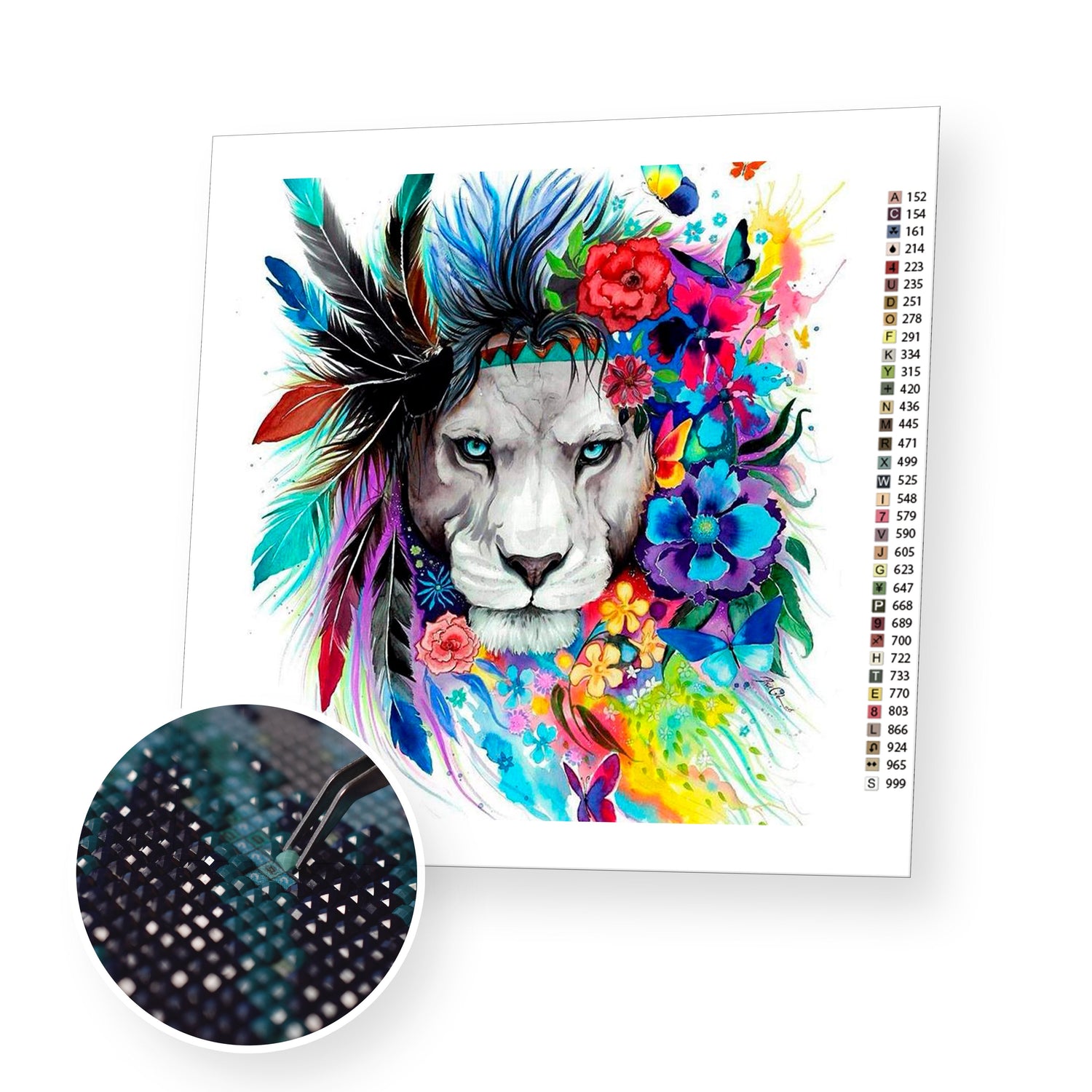 Lion with Flowers - Diamond Painting Kit - [Diamond Painting Kit]