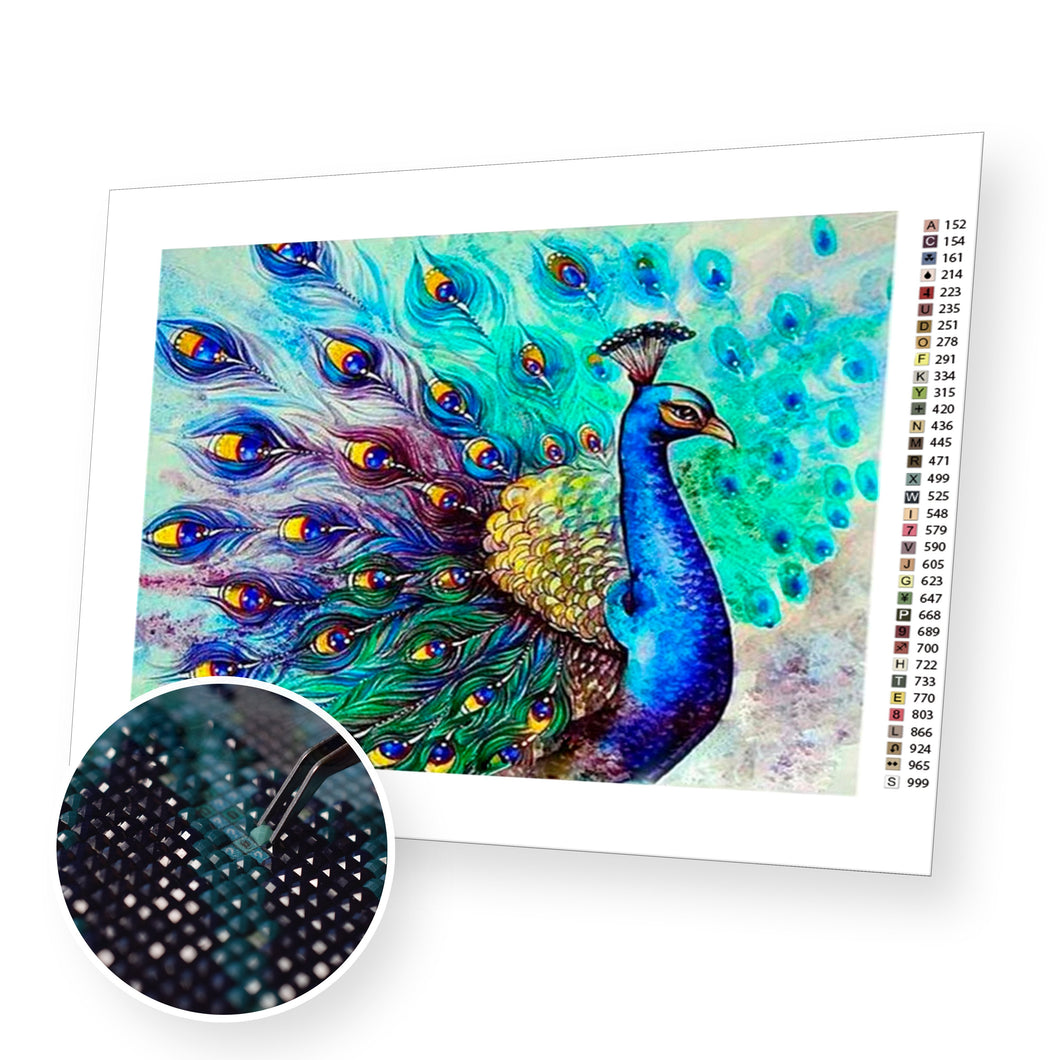 Peacock with Open Feathers - Diamond Painting Kit - [Diamond Painting Kit]
