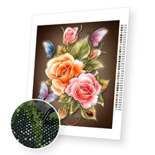 Załaduj obraz do przeglądarki galerii, Roses &amp; Butterflies - Diamond Painting Kit - [Diamond Painting Kit]