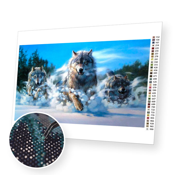 Wolves in the Snow - Diamond Painting Kit - [Diamond Painting Kit]